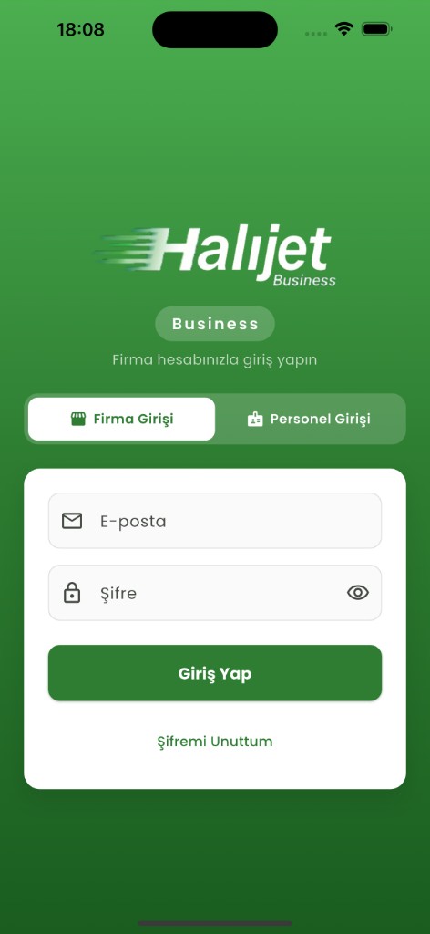 Halıjet Business giriş ekranı