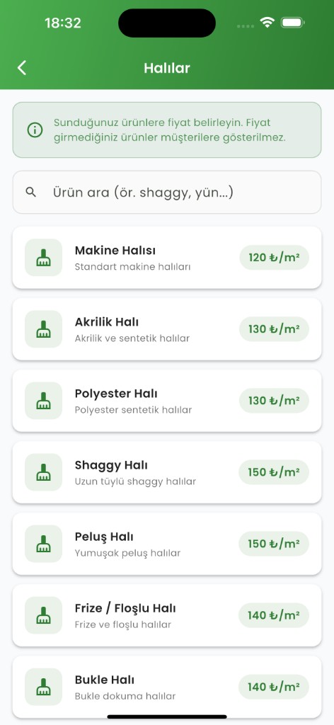 Halıjet Business halı fiyatlandırma