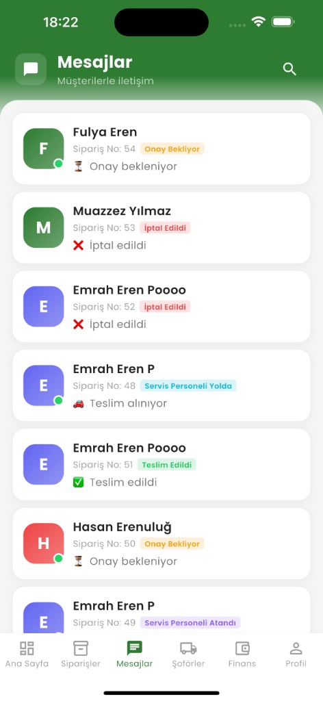 Halıjet Business mesajlar ekranı