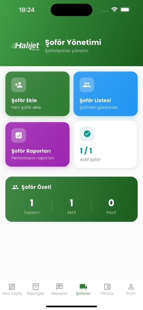 Halıjet Business şoför yönetimi