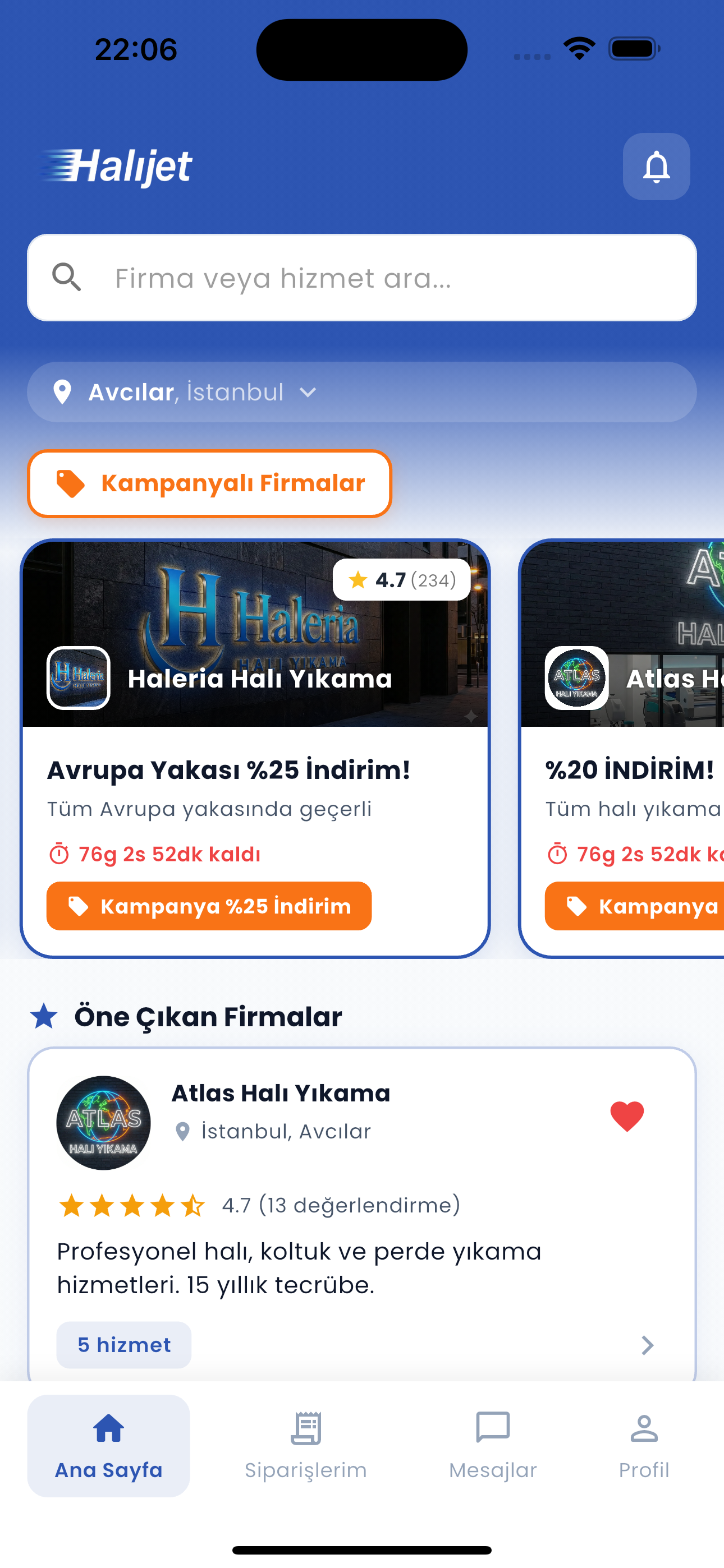 Halıjet Uygulama Ekran Görüntüsü