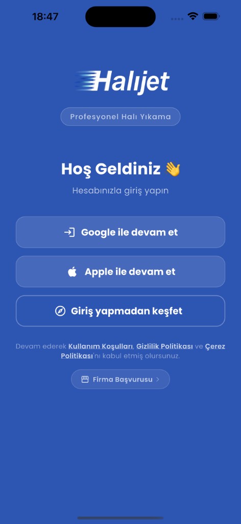 Halıjet giriş ekranı