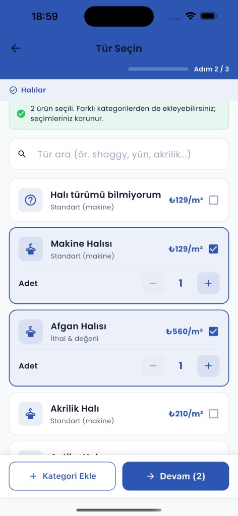 Ürün seçimi