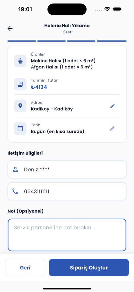 Sipariş özeti