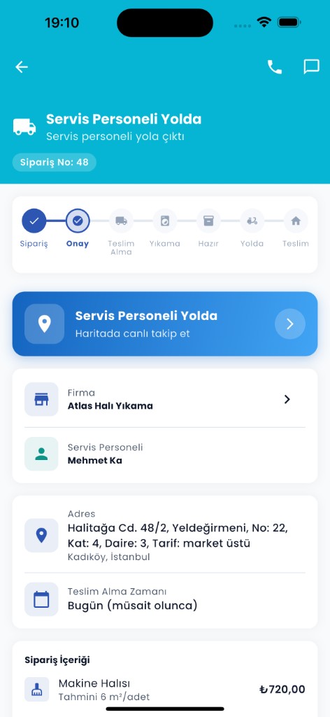 Sipariş canlı takip